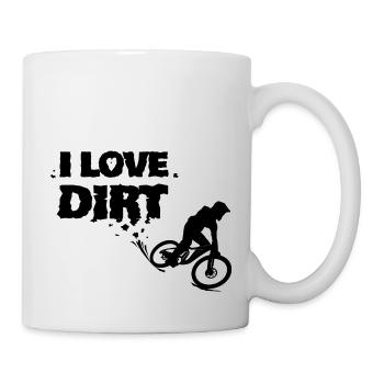J'aime le cadeau de sport de roue de vélo de montagne de la saleté - Mug blanc - blanc - Droite