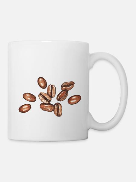 café en grains - Mug blanc - blanc