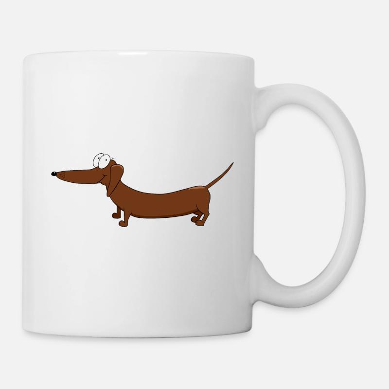Lustiger Dackel Comic Zeichnung - Tasse - Weiß