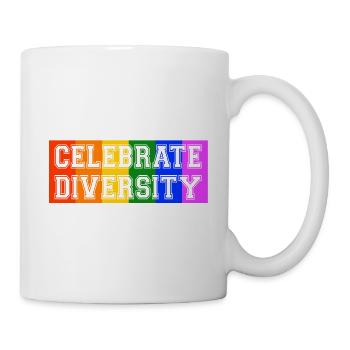 Celebrate Diversity LGBT Gay Pride Rainbow Flag - Mug - white - Right