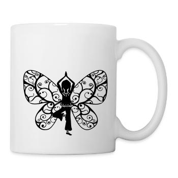 Yoga fille, ailes de papillon, fée, asana, profess - Mug blanc - blanc - Droite