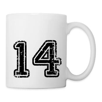 14 - Nummer - Tasse - Weiß - Rechts