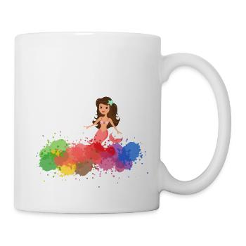 Meerjungfrau mit Farbklecksen - Tasse - Weiß - Rechts