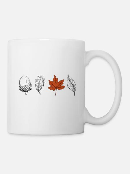 Wald Laub Blätter Herbst Eiche Buche Geschenk - Tasse - Weiß