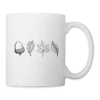Wald Laub Blätter Herbst Eiche Buche Geschenk - Tasse - Weiß - Rechts