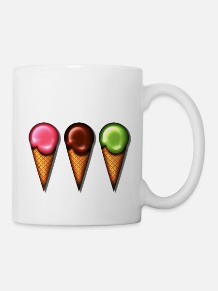 Eis, Sommer, Schoko Süss Sonne Baden Eiszeit - Tasse - Weiß