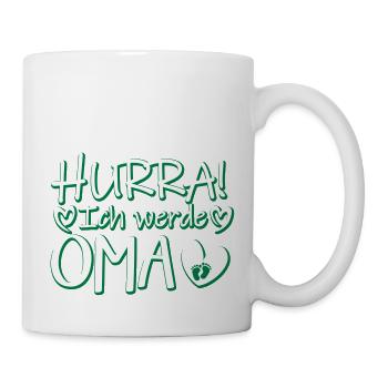Hurra Ich werde Oma Schwangerschaft Baby Motiv - Tasse - Weiß - Rechts
