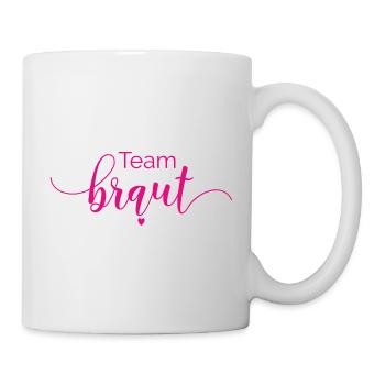 Brautshirts Schrift Braut pink Team - Tasse - Weiß - Rechts