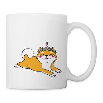 shiba inu avec style licorne - Mug blanc - blanc - Droite