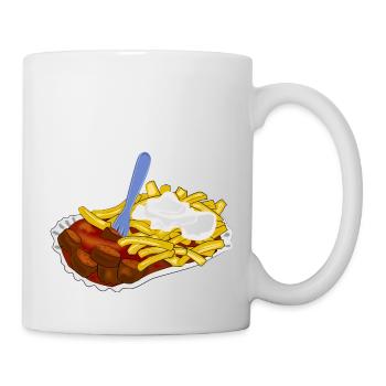 currywurst pommes fast food speise - Tasse - Weiß - Rechts