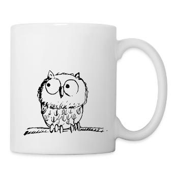 Waldkauz, Käuzchen, Eule, Uhu - Tasse - Weiß - Rechts