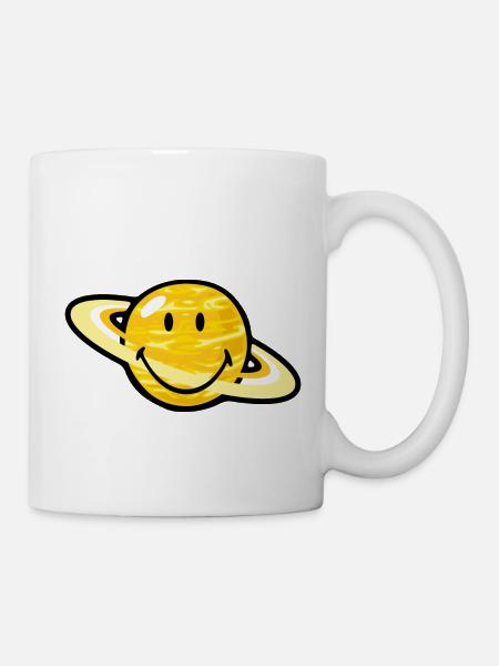 Smiley Saturn - Tasse - Weiß