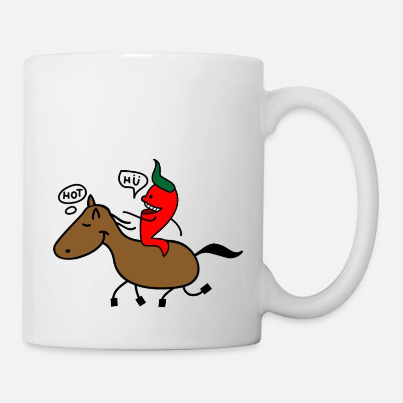 Pferd und Chilli - Tasse - Weiß