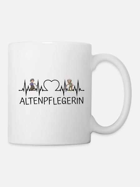 Altenpflegerin Herzschlag Herz EKG Senioren - Tasse - Weiß