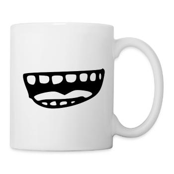 Lachender Mund mit Zähnen und Zunge - Tasse - Weiß - Rechts