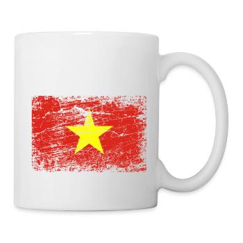 Vietnam flag used look vintage travel vacation trip - Mug - white - Right