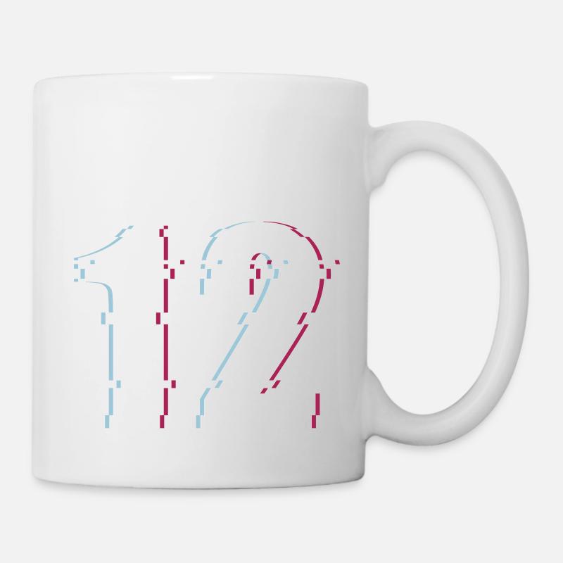 12 Douze Douze Nombre Effet Distordu Nombre - Mug blanc - blanc