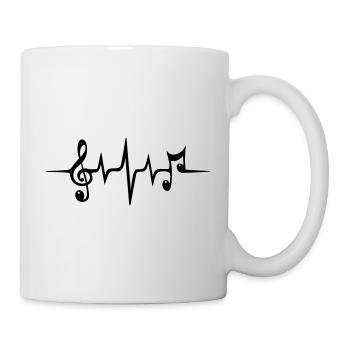 Musik Noten Puls, Ich liebe Musik, Herzschlag Bass - Tasse - Weiß - Rechts