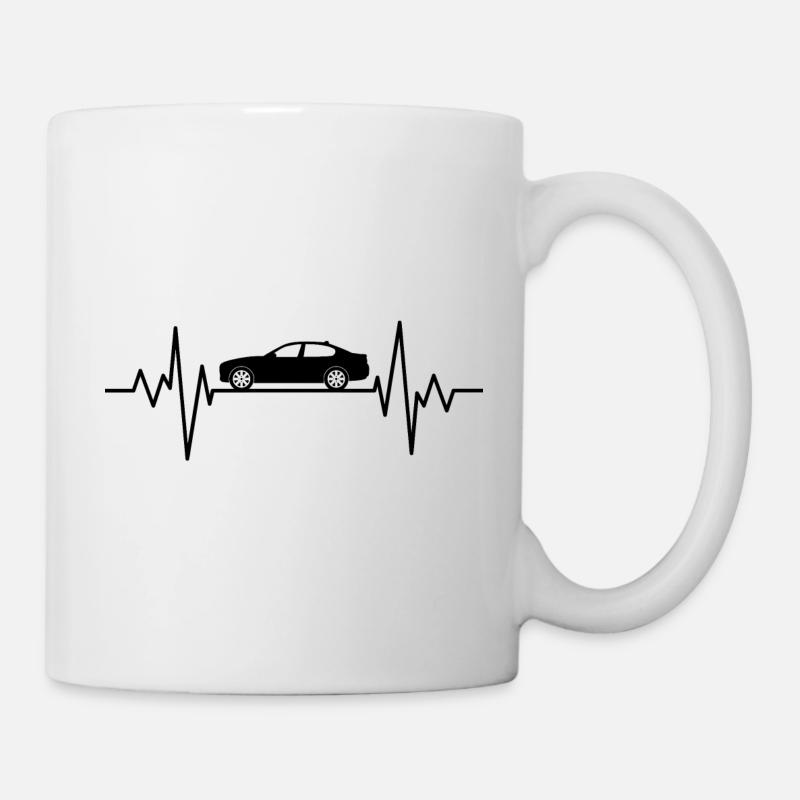Auto Herzfrequenz. Auto-T-Shirt - Tasse - Weiß