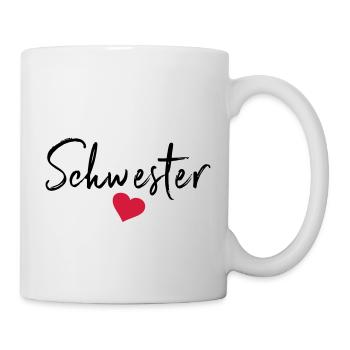 Beste Schwester Herz Schwestern Schwesterherz sis - Tasse - Weiß - Rechts