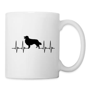 australian shepard, Hund, EKG, dog Herzschlag Puls - Tasse - Weiß - Rechts