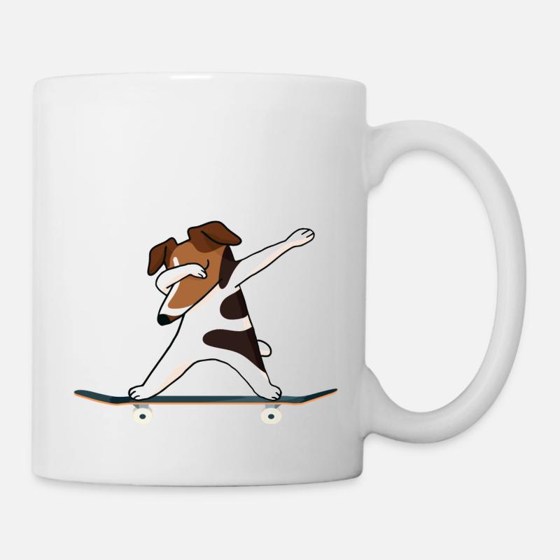 Dabbing Hund Skateboard - Tasse - Weiß