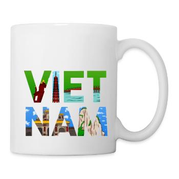Vietnam Geschichte Brücke Berg Hochhaus I Geschenk - Tasse - Weiß - Rechts