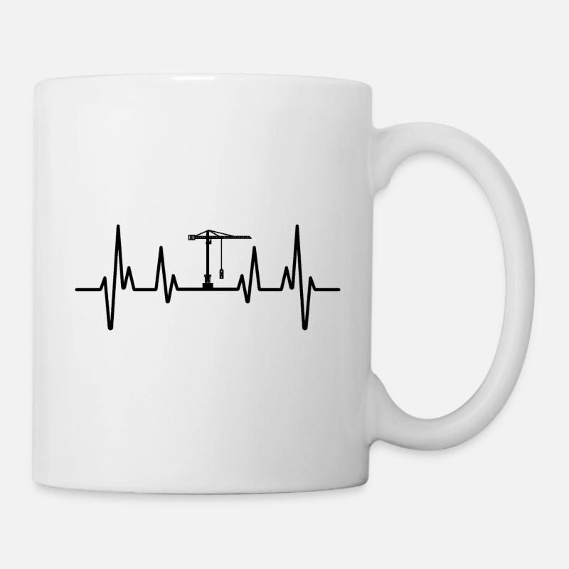 Kranführer, Kranführerin, Kranfahrer, EKG Geschenk - Tasse - Weiß