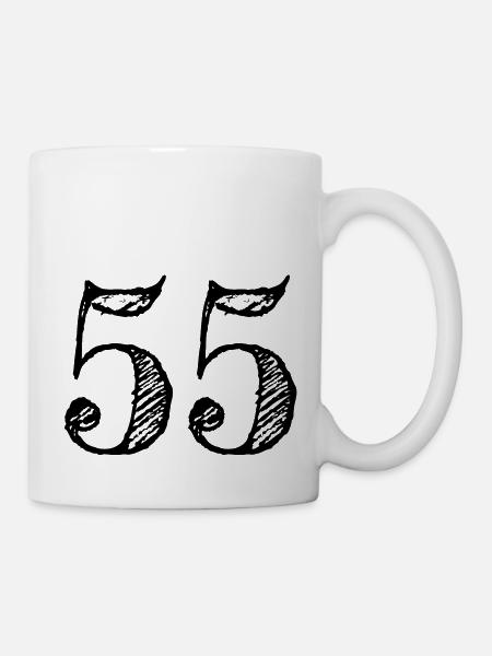 Zahl 55-55 (handdrawn) - Tasse - Weiß