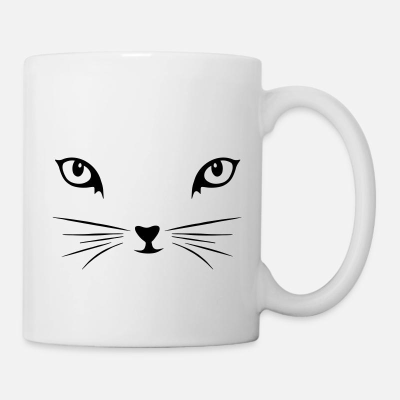 Yeux de chat Chat Visage Yeux Oeil Moustachu - Mug blanc - blanc