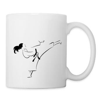 Karateka Mawashi Geri - Tasse - Weiß - Rechts