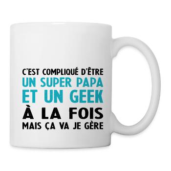 Homme Cadeau Super Papa Geek Qui Gère Humoristique - Mug blanc - blanc - Droite