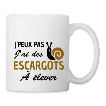 Je peux pas j'ai des Escargots à élever - Mug blanc - blanc - Droite