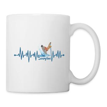 Heartbeat Surfing Surfer Surfboard Vacation - Mug - white - Right