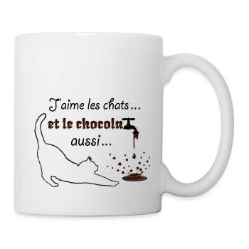 J'aime les chats et le chocolat - Humour - Mug blanc - blanc - Droite