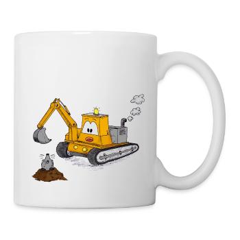 Bagger Maulwurf Kran Baustelle Baumeister Jungs - Tasse - Weiß - Rechts