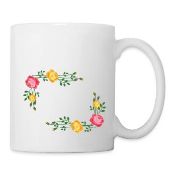 Flowers wreath frame - Mug - white - Right