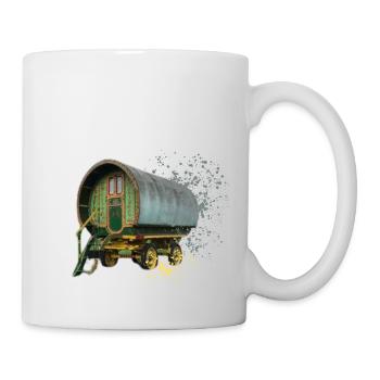 Pferd gezogen Bogen-Top-Karawane, - Tasse - Weiß - Rechts