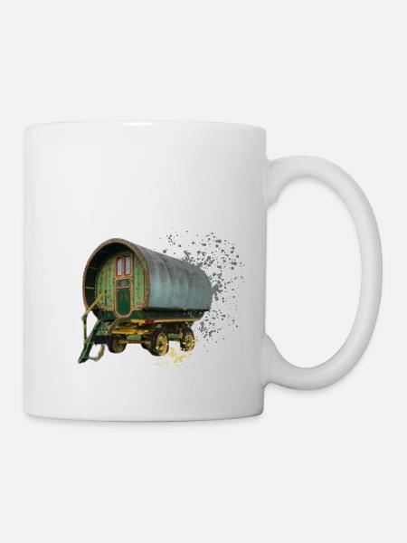 caravane gitane tirée par des chevaux, - Mug blanc - blanc