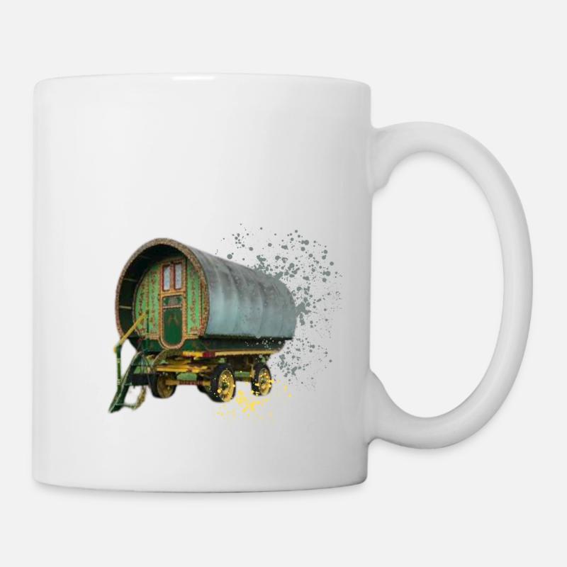 caravane gitane tirée par des chevaux, - Mug blanc - blanc