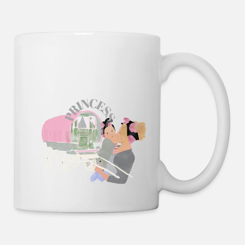 princesse, princes gitans mère et enfant peinture à la main - Mug blanc - blanc