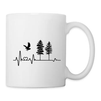 aigle battement de coeur arbre arbres amoureux de la nature ECG - Mug blanc - blanc - Droite