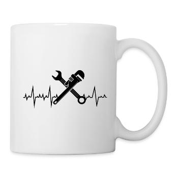 Plombier Plomberie Artisan Pipefitter Battement de cœur - Mug blanc - blanc - Droite