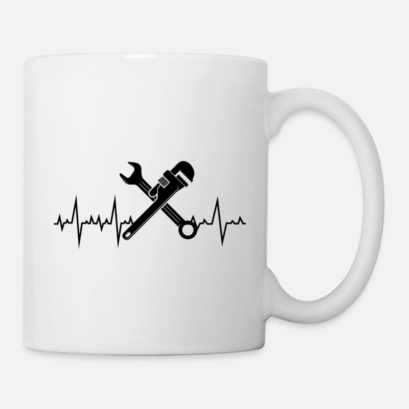 Klempner Sanitär Handwerker Pipefitter Heartbeat - Tasse - Weiß