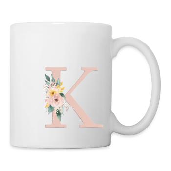 Personalisierbar Monogramm Pastell Floral K - Tasse - Weiß - Rechts