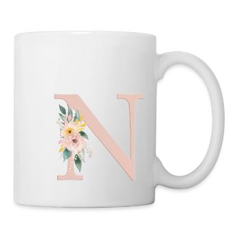 Personalisierbar Monogramm Pastell Floral N - Tasse - Weiß - Rechts