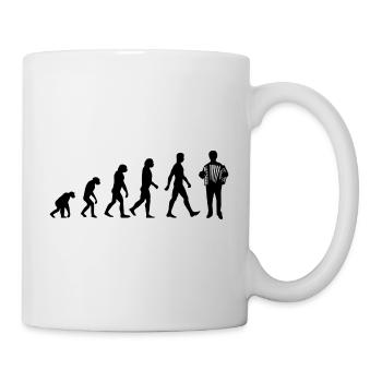 Evolution Geschenk Akkordeon Ziehharmonika - Tasse - Weiß - Rechts