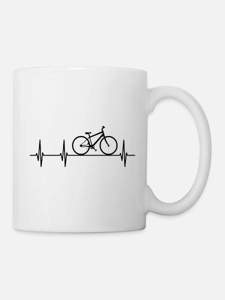 Fahrrad Herzschlag EKG Puls - Tasse - Weiß