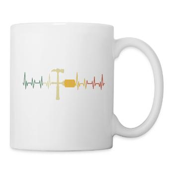 Hausmeister Handwerker Beruf Werkzeug Herzschlag - Tasse - Weiß - Rechts
