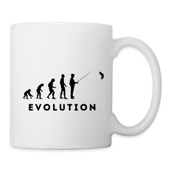 T-Shirt Evolution Fischer Geschenk Humor Angeln - Tasse - Weiß - Rechts